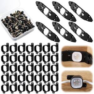 lot 11638 image: Nuanchu 66 Pcs Light Clips Set Compatible with Govee Pro H706 H806, 60 Mounting Clips & 6 Gable Light Bracket with 150 Screws Compatible with Govee Pro Outdoor Lights 100ft (Black)