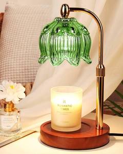 lot 11640 image: Candle Warmer Lamp with Timer Dimmable, Height Adjustable, Birthday Gifts for Women Mom, Suitable for New Home Decoration, Anniversary Lotus Flower Candle lamp, With 2 bulbs, Suitable for Jar Candles (Turns On)