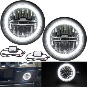 lot 11641 image: NJSBYL H2 LED Daytime Running Lamp Light Assembly for 2003 2004 2005 2006 2007 2008 2009 Hummer H2 Fog Lights 12v10w White LED Halo Ring DRL Lamps CEE4RoHs OEM 15258697 15205899