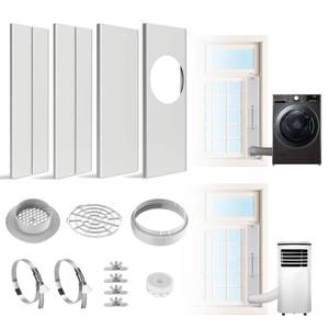 lot 11646 image: HOXHA Window Duct Kit Dryer Window Vent Kit AC Window kit, Fit with 4�� Dryer Ducting & 5.9�� AC Hose, Vent Kit Fit for Dryer, Portable AC, Inline Duct Fans, Grow Tents