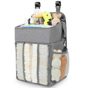 lot 12230 image: Maliton Changing Table Diaper Organizer - Baby Hanging Diaper Stacker Nursery Caddy Organizer for Cribs Playard Baby Essentials Storage - Hold 52 Diapers - 18.5 x 10.5 x 8 (Gray)