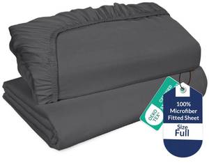 lot 12231 image: Royale Linens 2 Pack Fitted Sheet - Elastic Sheets - Full Fitted Sheet Only - Soft & Breathable - Brushed 1800 Microfiber - Stain Resistant - Hotel Quality Deep Pocket Stretches Up to 16 (Full, Grey)