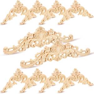 lot 12234 image: Yalikop 10 Pieces Wood Appliques and Onlays Wood Appliques for Furniture Decorative Wooden DIY Carved Onlay for Bed Door Cabinet Wardrobe Furniture Decoration(Large Size)