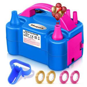 lot 12243 image: FLSEPAMB Balloon Pump, Electric Balloon Pump, Portable Dual Nozzle 110V 600W Electric Balloon Blower, Balloon Pump for Party Decorations with Tying Tool, Colored Ribbons