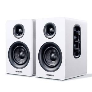lot 12252 image: Sanyun SW208 3 Active Bluetooth 5.0 Bookshelf Speakers �� 60W Carbon Fiber Speaker Unit - Built-in 24bit DAC Dynamic 3D Surround Sound 2.0 Computer PC Monitor Gaming (Pair, White) (Not Like Pictured)