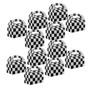 lot 12266 image: Adorox Set of 12 Checkered Racing Treat Boxes - Race Car Theme Party Favors for Birthday Parties, Events, and Celebrations