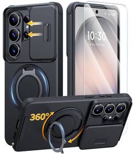 lot 12271 image: JAME for Samsung Galaxy S26 Ultra Case, Ring Holder Stand Kickstand, Slide Camera Cover with Screen Protector, Dual-Layer Shockproof Protective Magnetic Accessory Friendly S26 Ultra Phone Case, Black