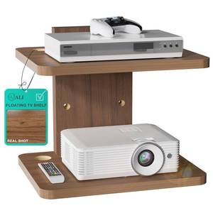 lot 12272 image: WALI Floating TV Shelf, 2 Tier Projector Shelf for DVD Players, Routers, Game Consoles, Cable Boxes, Living Room Decor Accessories, Wall Mount Shelves Holds Up to 22lbs (CS202N), 2-Shelf, Walnut Brown