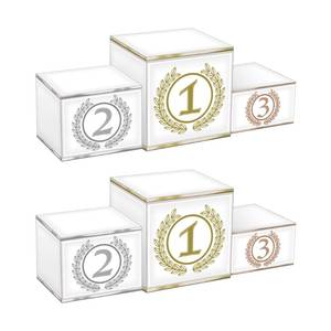 lot 12274 image: Beistle 3-D Podium Centerpieces, Set of 2-1st 2nd 3rd Place International Sports Tournament and Competition Decor, Athletic Awards Night Party Supplies for Team Banquets, 5�� x 15��