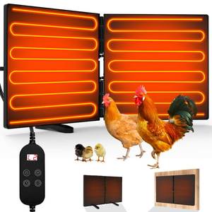 lot 12278 image: Chicken Coop Heater for Winter, Adjustable Temperature and Time Setting Chicken Heater for Inside Coop, 220W Radiant Heat Large Size Waterproof Chicken Coop Warmer for Outdoor Pet, 22.5 X 11.2 (Turns On)