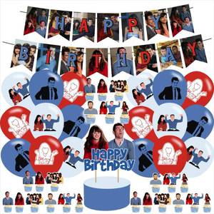 lot 12290 image: New Girl birthday party supplies, including cake topper, cupcake toppers, Banner, Latex Balloons,It is very suitable for Twenty Nine Themed birthday party supplies.