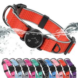 lot 12292 image: WhoseID Airtag Dog Collar  with Waterproof Air Tag Holder  QR Code Pet ID Durable Comfortable Oxford Padded  Reflective Collar  for Outdoor Medium Dogs(Red,M,1319)