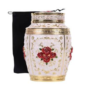 lot 12313 image: Medium Urn for Human Ashes - Rose Cremation Urn for Ashes Women Mom - Urns for Human Ashes Female Mother Hold 70 Cubic inches of Ashes - Suitable for A Lost Baby or Girl (Gold-Red)