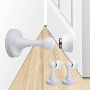 lot 12322 image: TOPTAKE Magnetic Door Stop - Heavy Duty Door Stopper, Premium Stainless Steel, Anti-Rust, Suitable for Various Door Types, Wall & Floor Mount, 2 Pack (2, White) (Used)