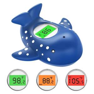 lot 12324 image: Baby Bath Thermometer, Infant Digital Water Thermometer Safety with 3 Color Backlit and Temperature Warning, Room Thermometers Floating Toy for Infant, Toddler, Bathtub, Swimming Pool (Navy Blue)