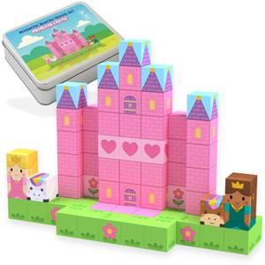 lot 12336 image: Magnetic Blocks Travel Set (70pcs) - Princess Castle Building Blocks, Travel Toys for Toddlers Ages 3-5, On The Go Toys for Kids Ages 4-8, Mini Magnetic Cubes for Car, Airplane & Restaurant Activities