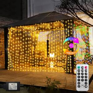 lot 12338 image: ZAIYW Curtain Lights 600 LED 20Ftx10Ft, Dual Color Changing Curtain Fairy Light Connectable with Timer Remote Waterproof for Bedroom Wedding Party Garden Outdoor Decor (Warm White & Multicolor)