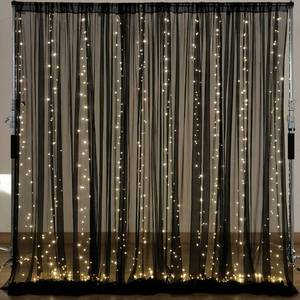 lot 12340 image: 10�10ft Black Tulle Backdrop Curtain with Lights String for Parites, Sheer Photo Backdrop Curtains for Wedding Party Photography Background