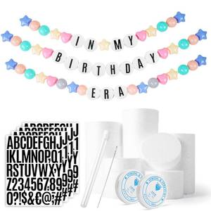 lot 12343 image: Giant Friendship Bracelet Banner for DIY Customizable Birthday Garland with Foam Circles & Plastic Balls for My Birthday Era Singer Celebration (Macaron)