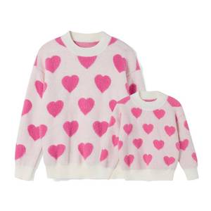 lot 12346 image: Mommy and Me Valentines Day Sweaters Crewneck Heart Knit Sweatshirt Pullover Tops Mom and Daughter Matching Outfits(Women,S,Pink) (Used)