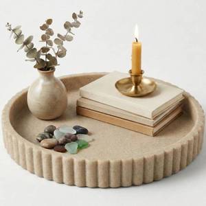 lot 12350 image: OAKOA Decorative Tray for Decor - Coffee Table Tray for Living Room - Round Tray for Home Decor - Coffee Table Decor Centerpiece - Modern Minimalist Centerpiece