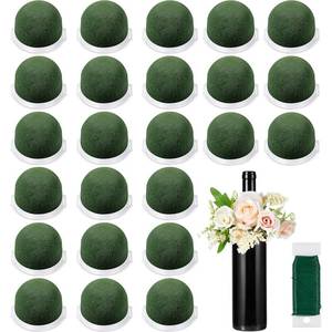 lot 12376 image: Tessco 24 Pcs Mini Floral Foam Holder Round Floral Foam with Green Arrangement Wire Arrangement Supplies for Table Wedding Wine Bottle Decor (Small Damage)