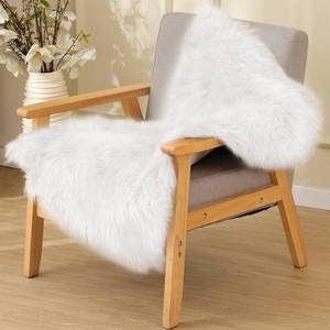 lot 12383 image: ORINOVA White Faux Sheepskin Shag Fur Rug Washable Area Rugs for Living Room Nursery Rugs for Bedroom 2x3 Rectange Rug Cute Home D�cor