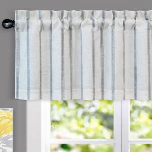 lot 12404 image: DriftAway Farmhouse Linen Lined Valance Double Layer Thermal Insulated Room Darkening Blackout Window Valances 3 Inch Rod Pocket Vertical Striped Kitchen Valance for Bathroom Single 52 x 18 Inch Gray