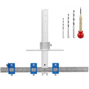 lot 12414 image: Metal Cabinet Hardware Jig, Punch Locator Drill Guide,Wood Drilling Dowelling Guide for Installation of Handles Knobs on Doors and Drawer, Cabinet Template Tool for Handles and Pulls