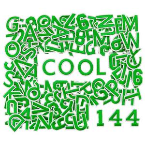 lot 12416 image: EMBAPP 144Pcs Iron on Letters for Fabric, Letters A-Z Patches, Embroidered Number 0-9 Patches, for Clothes, Hat, Socks, Jeans-1.5 Inch Green