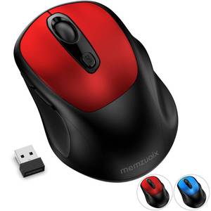 lot 12439 image: memzuoix Wireless Mouse, 2.4GHz Nano Receiver, 3 DPI Levels (80012001600), 6 Buttons, Compatible with PCMacLaptop - Red