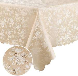 lot 13142 image: Smiry Rectangle Table Cloth, Waterproof Heavy Duty Vinyl Tablecloths, Wipeable Washable Table Cover for Kitchen and Dining Room (Beige, 70 X 120)