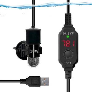 lot 14420 image: auomii Mini Submersible Aquarium Heater, 2550100150200300 Watts Adjustable Fish Tank Heater, Built-in Thermometer, External Temperature Controller, Smart Memory (10 Watts(USB))