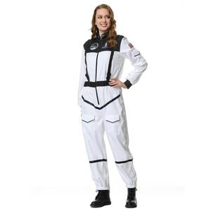 lot 14444 image: Colorful House Women Astronaut Onesie Adult Astronaut Costume White Space Suit Costume Halloween Spaceman Jumpsuit Outfit(Large,White&Black)