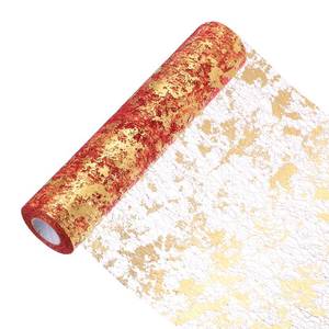 lot 14455 image: uxcell 49 Feet Table Runner, 11 x 591 Sequin Gold Foil Thin Mesh Metallic Table Runner Roll Table Decorations for Event Birthday Party Weddings Christmas New Year, Red Gold