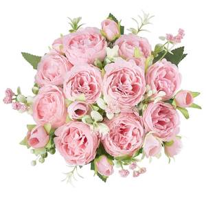lot 14456 image: Mkono Peonies Artificial Flowers, Small Silk Flowers for Home Decor Indoor Fake Bouquet Faux Floral Arrangements Dining Table Centerpieces for Kitchen Party Decor Pink