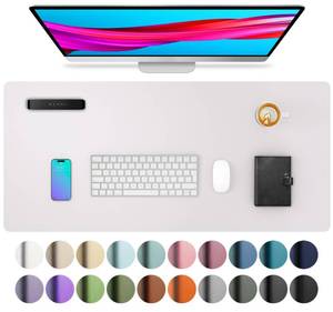 lot 14468 image: Aothia Large PU Leather Desk Pad Protector �� Non-Slip Mouse Pad & Writing Mat for OfficeHome, Waterproof, Easy to Clean (23.6 x 13.7, Pale Lavender White)
