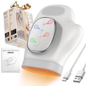 lot 14469 image: YNSZAS Professional Hand Massager with Heat Compression Therapy, 3 Massage 4 Temperatures 5 Compression Pain Relief Glove, Arthritis & Wrist Carpal Tunnel Neuropathy Circulation, Gifts for WomenMen