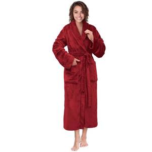 lot 14473 image: PAVILIA Dark Red Women Robe Fleece Plush Soft, Fluffy Fuzzy Cozy Warm Lightweight Bathrobe, Shower Spa House Long Robe for Women, LXL