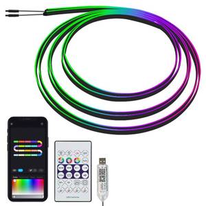 lot 14475 image: 118 Acrylic Interior Car Lights, 0.08in Ultra-Thin Thickness Ambient Lighting Kits with Smart APP, RGB 2 in 1 USB Powered Car LED Strip Light Music Sync Neon Strip for Vehicle (2  59in)