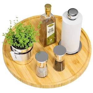 lot 15201 image: Lazy Susan Organizer, 13.2 Inch Non-Skid Bamboo Lazy Susan for Kitchen Table cabinets Closets and Kitchen Islands, Wood Turntable for Kitchen Countertop Organizer