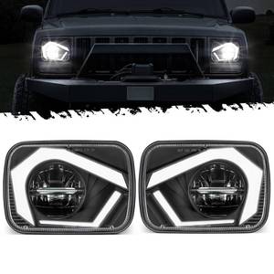 lot 17176 image: Partsam Eagle Eye Headlights H6054 LED 7x6 5x7, HiLow Sealed Beam with Anti-Glare, DRL, Sequential Turn Signal, without Start & End Animation, Black, DOT Approved