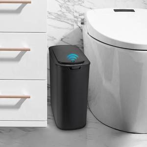 lot 17178 image: Cesun Automatic Motion Sensor Black Bathroom Trash Can with Lid, 2.6 Gallon Touchless Trash Bin, Smart Plastic Slim Garbage Can Small Wastebasket for Toilet, Office, rv, Bedroom, Living Room