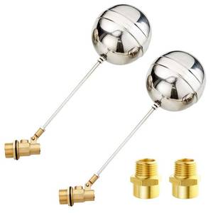 lot 17184 image: Joywayus 1 Thread Float Ball Valve and Brass Pipe Connector Floating Ball-cock Tank Ballcock Fittings Automatic Water Level Control Switch 2PCS
