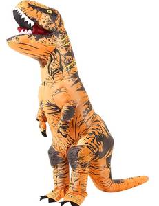 lot 17186 image: miwhse Halloween Inflatable Dinosaur Costume Adult Fancy Dinosaur Suit Blow up Trex Costume Full Body Dino Costume For Halloween Cosplay Party(brown)