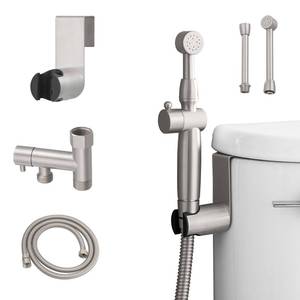 lot 17278 image: Greenspring Brushed Nickel Handheld Bidet Sprayer Attachment for Toilet Brass Cloth Diaper Sprayer Bidets for Attachment Toilet with Adjustable Length Spray Heads