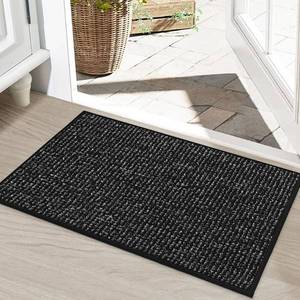 lot 17286 image: BEQHAUSE Dirt Trapper Door Mat 20 x 32, Non-Slip Washable Doormats Entrance Mat, Dirt Resistant and Absorbent Welcome Mat, Low Profile Floor Mats for Front Back Door and Entryway, Black