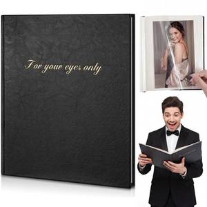 lot 18402 image: AmazingSpark Valentine Day Gift for Him Boudoir Photo Album for Your Eyes Only Album Black Leather Self Stick Photo Book Wedding Bridal Shower Anniversary Funny Gift for Husband Groom Boyfriend(8x10)