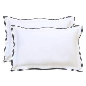 lot 18411 image: Ranznaz White Standard Pillow Shams Set of 2, 100% Cotton Embroidery Trims Pillowcases, Softer and Breathable Elegant Pillow Cover for Bedding, 20 x 26 Inches