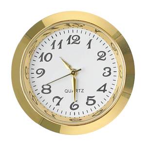 lot 18417 image: Mini Clock Insert Replacement Face, Fit 35mm (1.38) Hole Diameter, Round Inner Crystal Miniature Clock, Quartz Numeral Movement Metal Gold Tone Bezel Supplies for DIY Repair Craft Easy to Read (1PC)